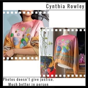 Cynthia Rowley Gorgeous 3D effect Puffy print Ombre asymmetrical sweatshirt